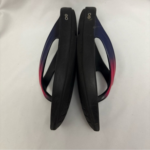 OOFOS OOLALA Luxe Women’s Size 8 Thong Recovery Sandals Flamingo Pink Blue - Picture 10 of 12